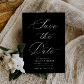 黒い書道結婚式は日付カードを保存 招待状