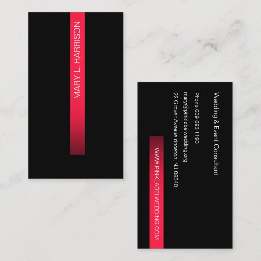 黒い最小主義の一般的のショッキングピンクのラベル 名刺 (正面/裏面)