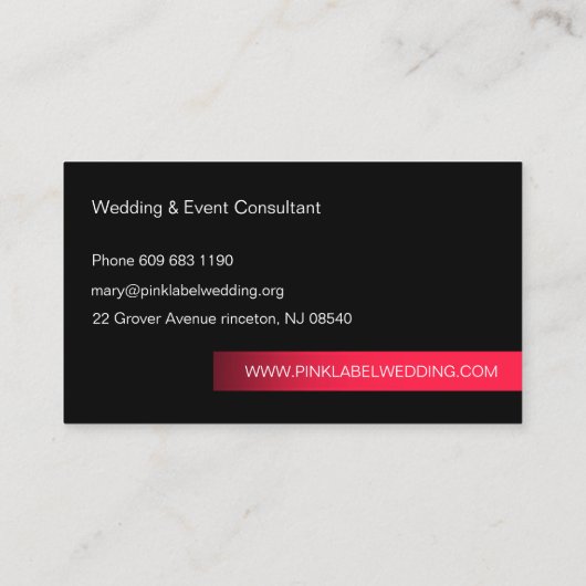 黒い最小主義の一般的のショッキングピンクのラベル 名刺 (裏面)