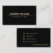 黒い最小主義の大学院生の名刺 コーリングカード (正面/裏面)