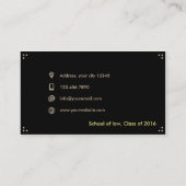 黒い最小主義の大学院生の名刺 コーリングカード (裏面)