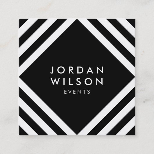 黒い最小主義の白い四角は幾何学的並べます スクエア名刺 (正面)