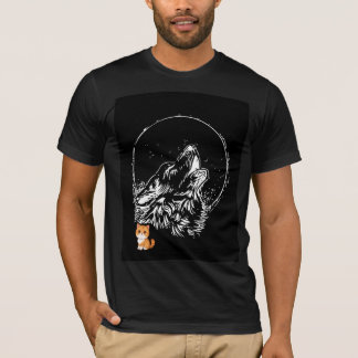 黒い月とオオカミのTシャツデザイン Tシャツ