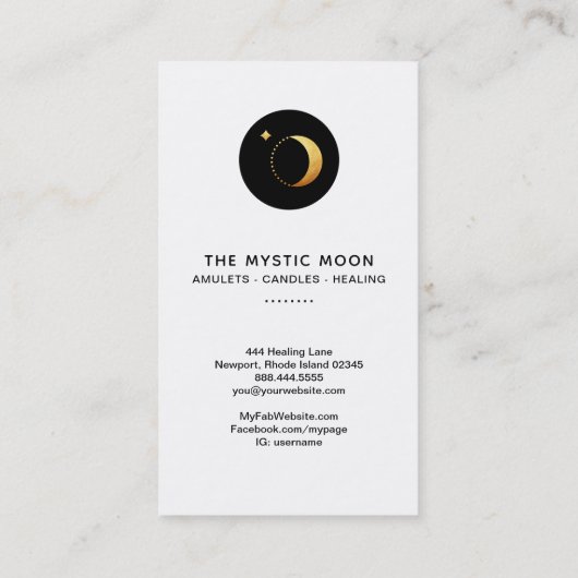 *~*黒い月の金ゴールドが神秘的な月の月の星 名刺 (裏面)
