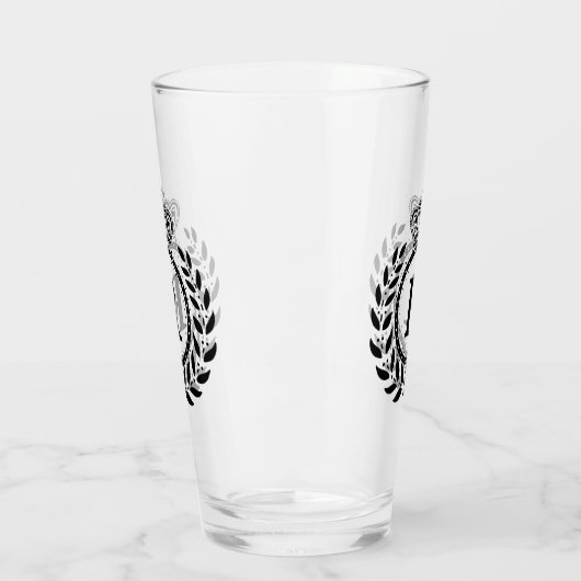 黒い月桂樹のリースの王冠|の王室のなモノグラム タンブラーグラス (左)