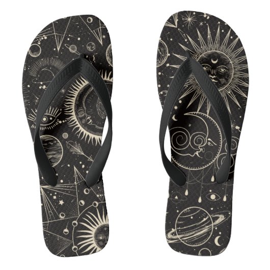 黒い月模様 ビーチサンダル (フットベッド)