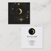 *~*黒い月金ゴールドが神秘的な月を星に スクエア名刺 (正面/裏面)
