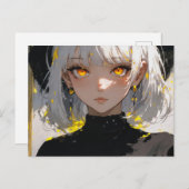 黒い服を着たアニメの女の子、ポストクロッシング ポストカード (正面/裏面)