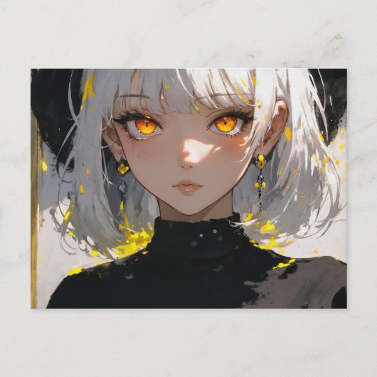 黒い服を着たアニメの女の子、ポストクロッシング ポストカード (正面)