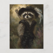 黒い服を着たアライグマのアーチェリー専門家 ポストカード (正面)