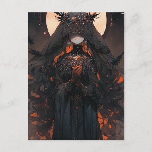 黒い服を着た女性 ポストカード (正面)
