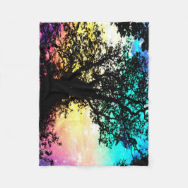 黒い木々 カラフルな宇宙 ブランケット