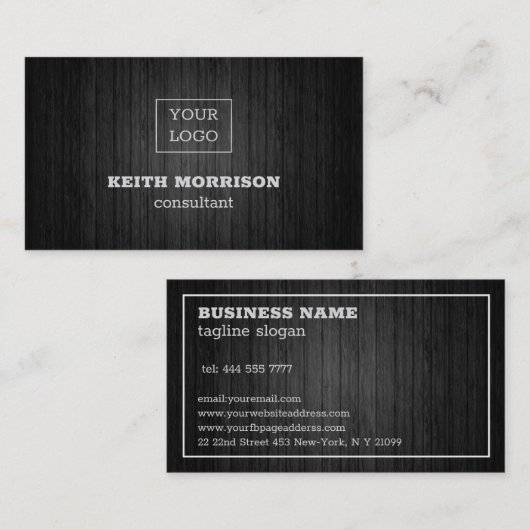 黒い木とロゴのサイン 名刺 (正面/裏面)
