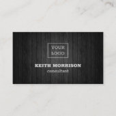 黒い木とロゴのサイン 名刺 (正面)