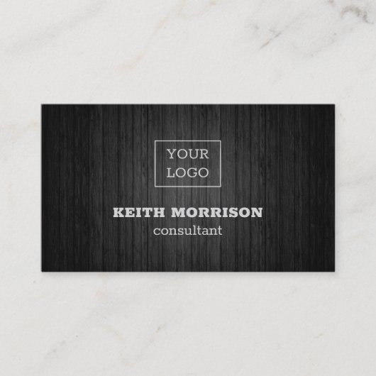 黒い木とロゴのサイン 名刺 (正面)