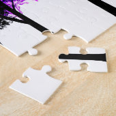 黒い木と白い背景のカラスプラッシュ ジグソーパズル (側面)