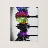 黒い木と白い背景のカラスプラッシュ ジグソーパズル (縦)