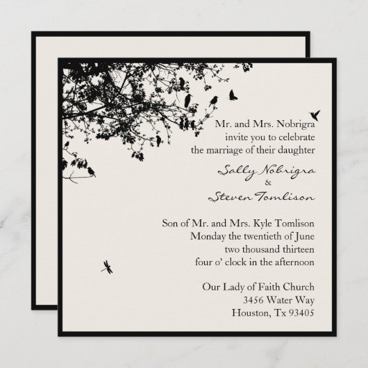 黒い木と鳥 招待状 (正面/裏面)