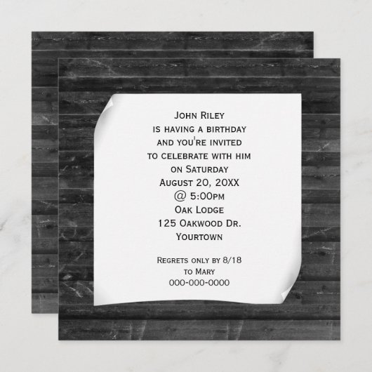 黒い木に巻かれた紙 招待状 (正面/裏面)
