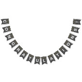 黒い木の上のパーティー灯の列 バンティングフラッグ (全)