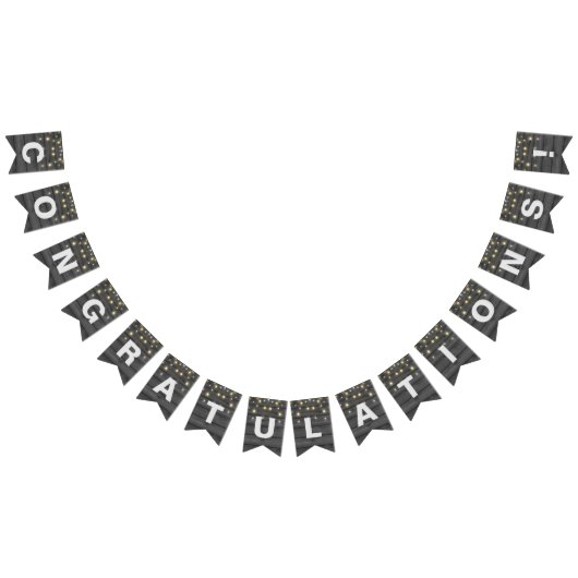 黒い木の上のパーティー灯の列 バンティングフラッグ (全)