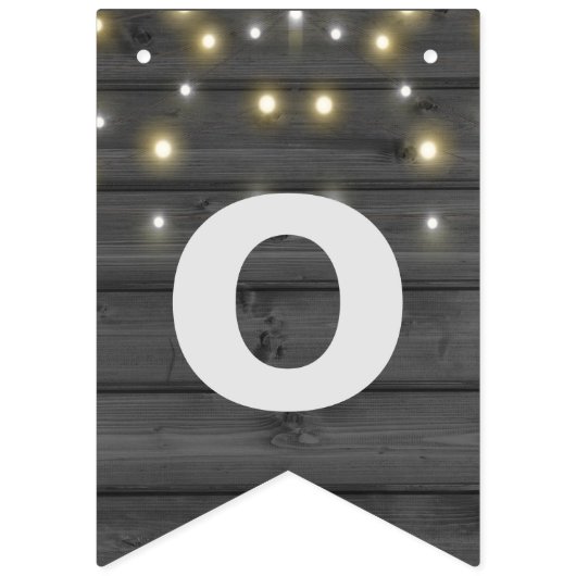 黒い木の上のパーティー灯の列 バンティングフラッグ (第2の旗)