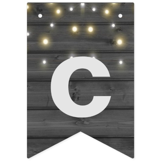 黒い木の上のパーティー灯の列 バンティングフラッグ (第1の旗)