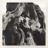 黒い木の樹皮 ガラスコースター (正面)