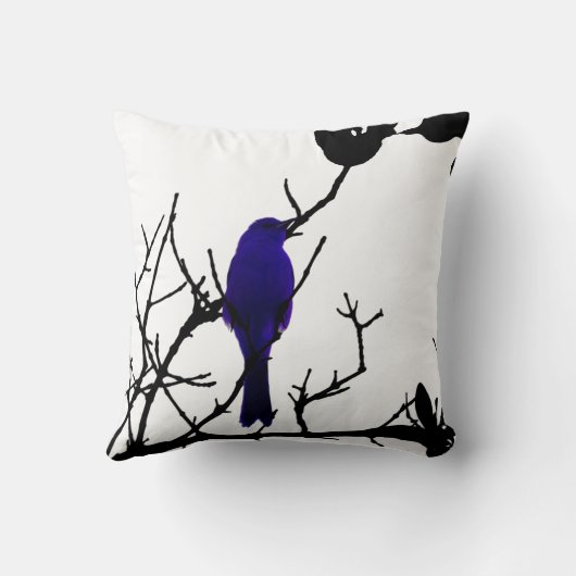 黒い木の青い鳥 クッション (裏面)