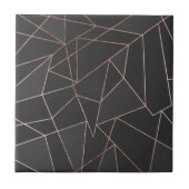 黒い木炭の上品のばら色の金ゴールドの幾何学的な輪郭 タイル (正面)