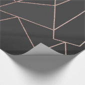 黒い木炭の上品のばら色の金ゴールドの幾何学的な輪郭 ラッピングペーパー (角)