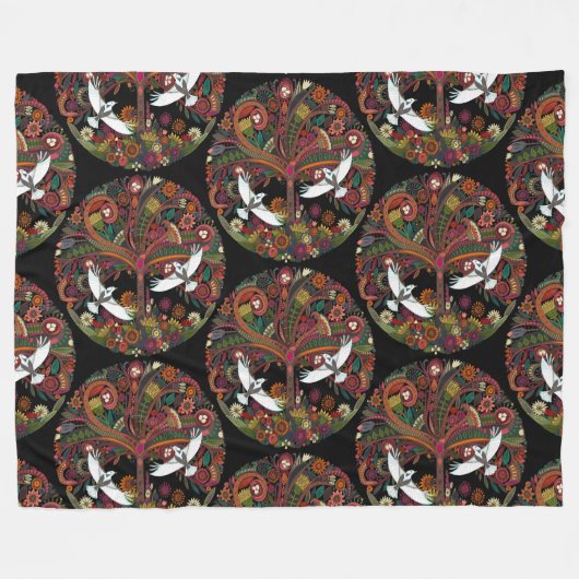 黒い木 フリースブランケット (正面(横))