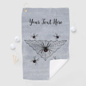 黒い未亡人のクモが白い三角形くもの巣 ゴルフタオル (インサイチュ)