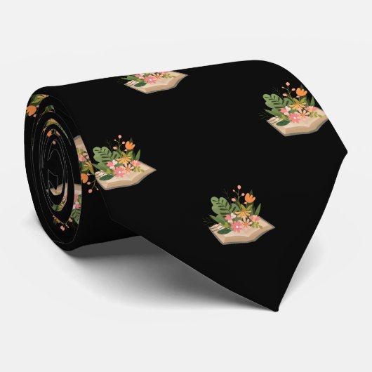 黒い本と花の仕事と卒業ギフト ネクタイ (ロール)