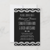 黒い東洋のアールデコのスタイルのリハーサルの夕食 招待状 (正面)