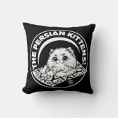 黒い枕にペルシャの子猫の白 クッション (正面)