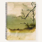 黒い枝の消色した日本の水彩の風景 ノートブック (正面)