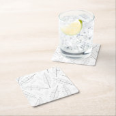 黒い枠に白い背景と線 スクエアペーパーコースター (インサイチュ)