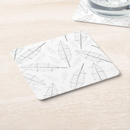 黒い枠に白い背景と線 スクエアペーパーコースター (アングル)