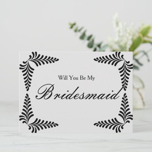 黒い枠のコンフェッティ　あなたは私のブライズメイドになってくれる？ 招待状 (スタンド正面)