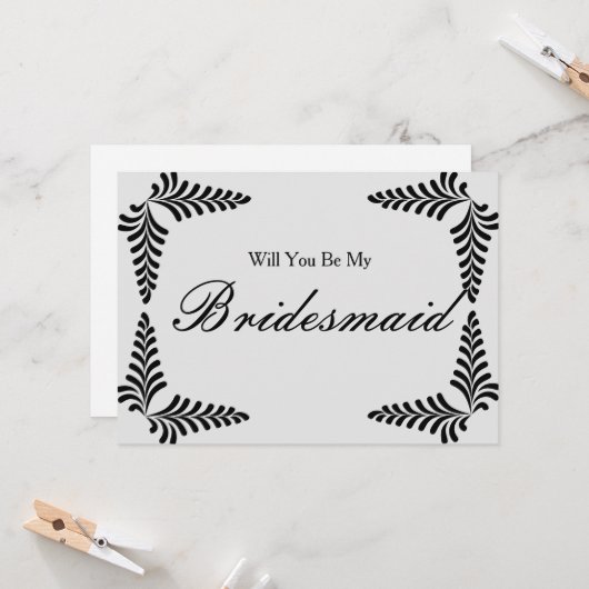 黒い枠のコンフェッティ　あなたは私のブライズメイドになってくれる？ 招待状 (正面/裏面インサイチュ)