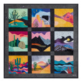 黒い枠の砂漠アートグリッド – ジオメト鮮やかリ ポスター (正面)