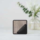 黒い枠エレガントの木製スタイルの寄木床 スクエア名刺 (スタンド正面)