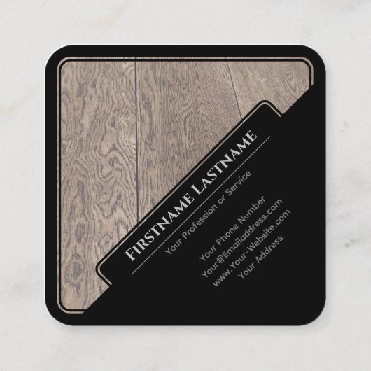 黒い枠エレガントの木製スタイルの寄木床 スクエア名刺 (裏面)