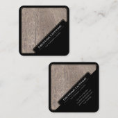黒い枠エレガントの木製スタイルの寄木床 スクエア名刺 (正面/裏面)