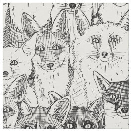黒い柔らかい白の狐 ファブリック