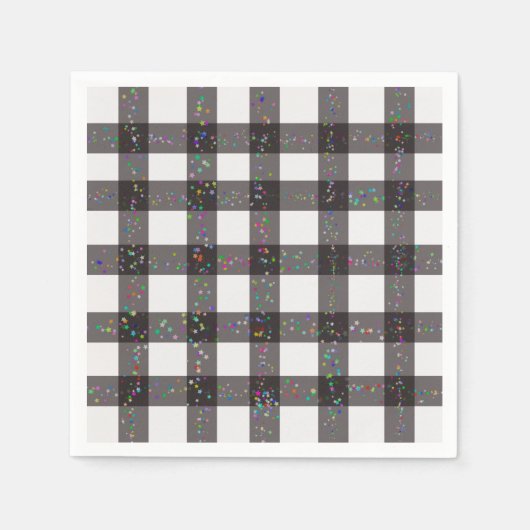 黒い格子模様 スタンダードカクテルナプキン (正面)