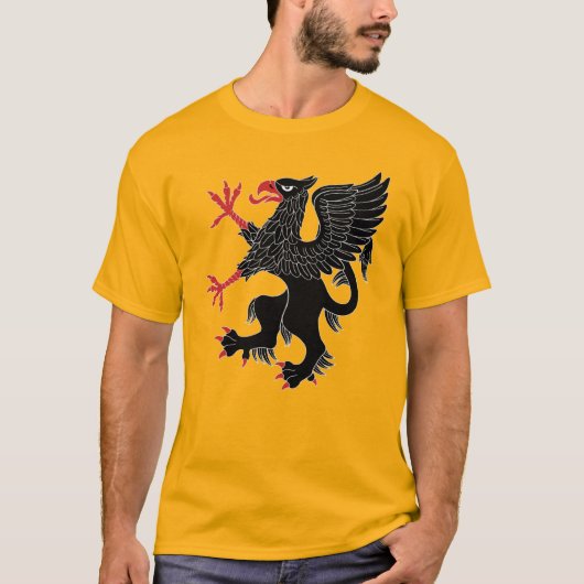 黒い格闘態勢のグリフォン Tシャツ (正面)