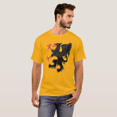 黒い格闘態勢のグリフォン Tシャツ (正面フル)