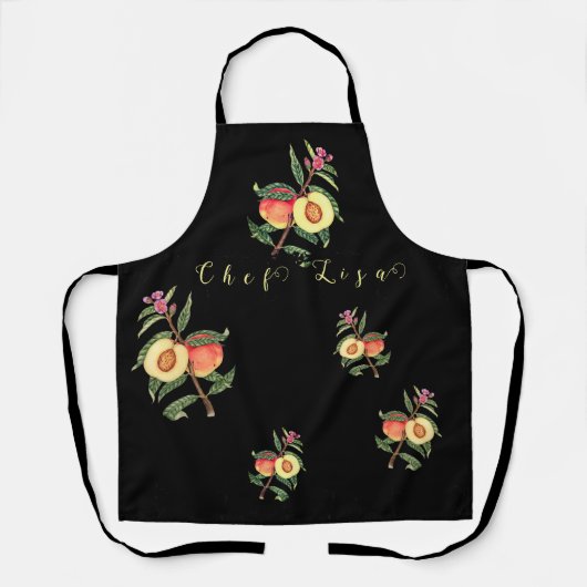 黒い桃 |名前料理キッチンエプロン エプロン (正面)